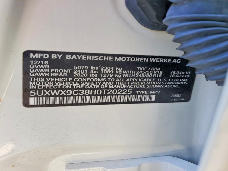 Продаж на аукціоні авто 2017 Bmw X3, vin: 5UXWX9C38H0T20225, номер лоту: 50813646