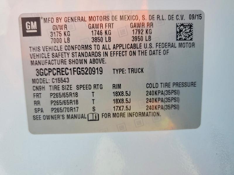 2015 Chevrolet Silverado მანქანა იყიდება აუქციონზე, vin: 3GCPCREC1FG520919, აუქციონის ნომერი: 49835916