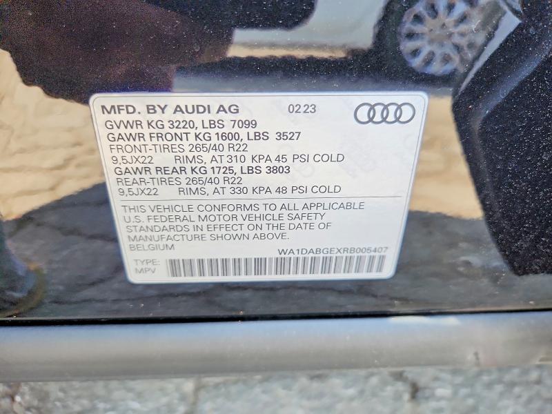 49144106 :رقم المزاد ، WA1DABGEXRB005407 vin ، 2024 Audi Q8 E-tron مزاد بيع