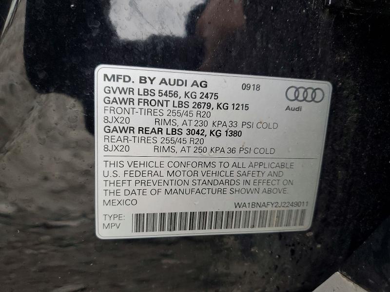 Продаж на аукціоні авто 2018 Audi Q5, vin: WA1BNAFY2J2249011, номер лоту: 47947476