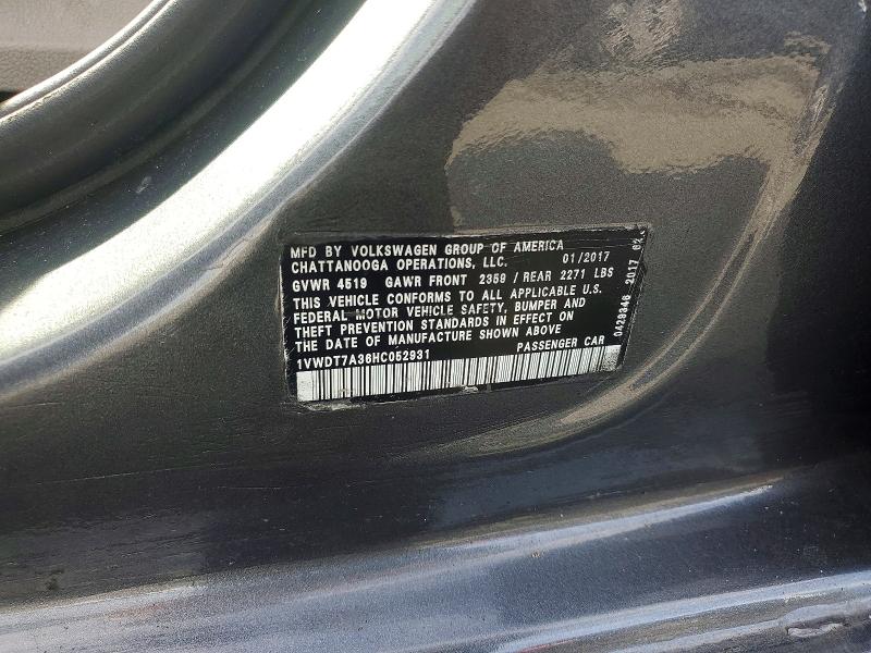 Aukcja sprzedaży 2017 Volkswagen Passat, vin: 1VWDT7A36HC052931, numer aukcji: 49923806