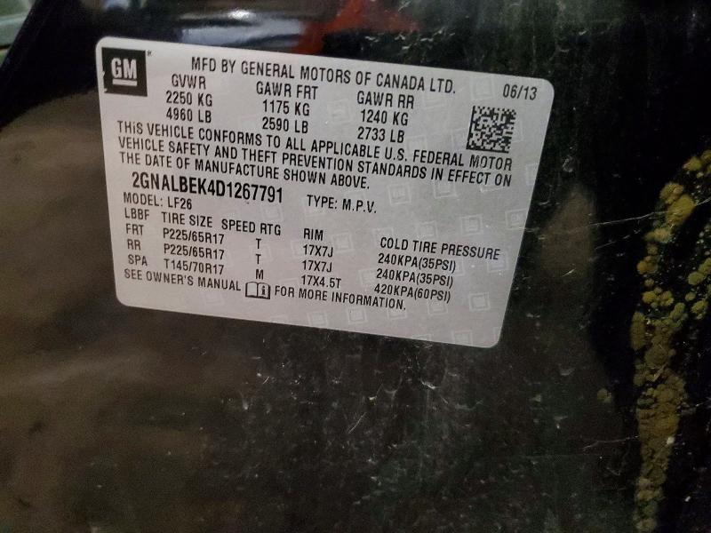 49923906 :رقم المزاد ، 2GNALBEK4D1267791 vin ، 2013 Chevrolet Equinox مزاد بيع