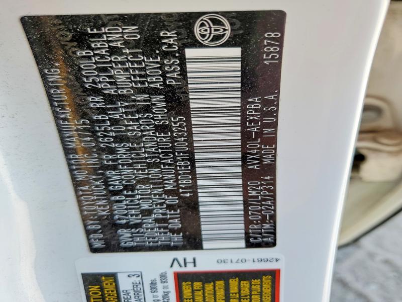 51454706 :رقم المزاد ، 4T1BD1EB1FU043255 vin ، 2015 Toyota Avalon Hybrid مزاد بيع