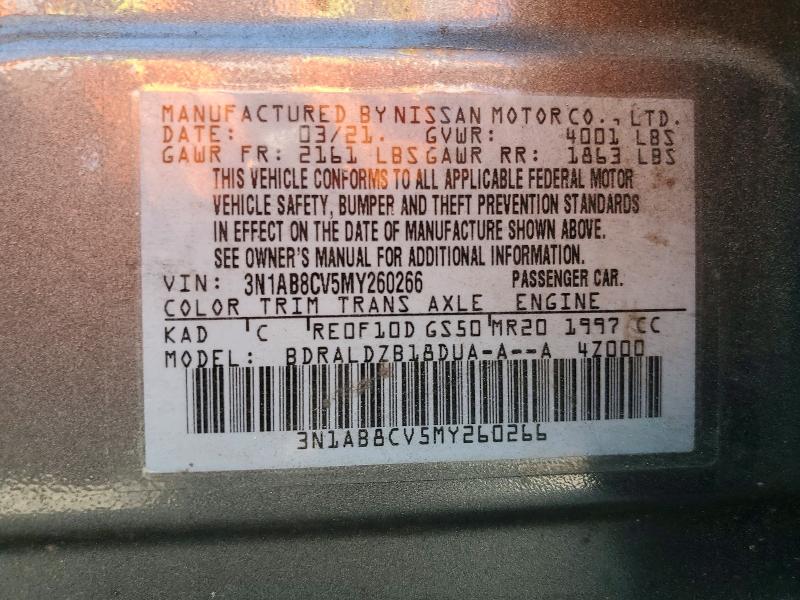 Aukcja sprzedaży 2021 Nissan Sentra, vin: 3N1AB8CV5MY260266, numer aukcji: 50771486