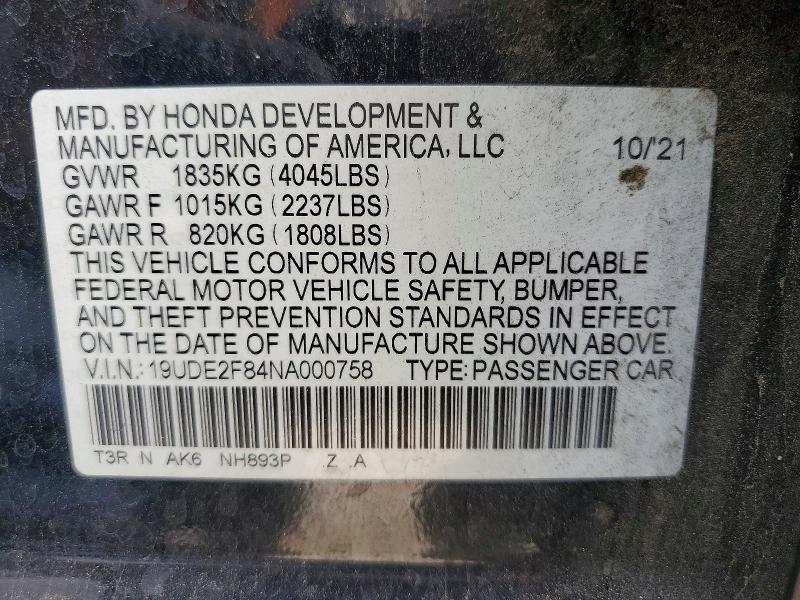 Продажа на аукционе авто 2022 Acura Ilx, vin: 19UDE2F84NA000758, номер лота: 50810776