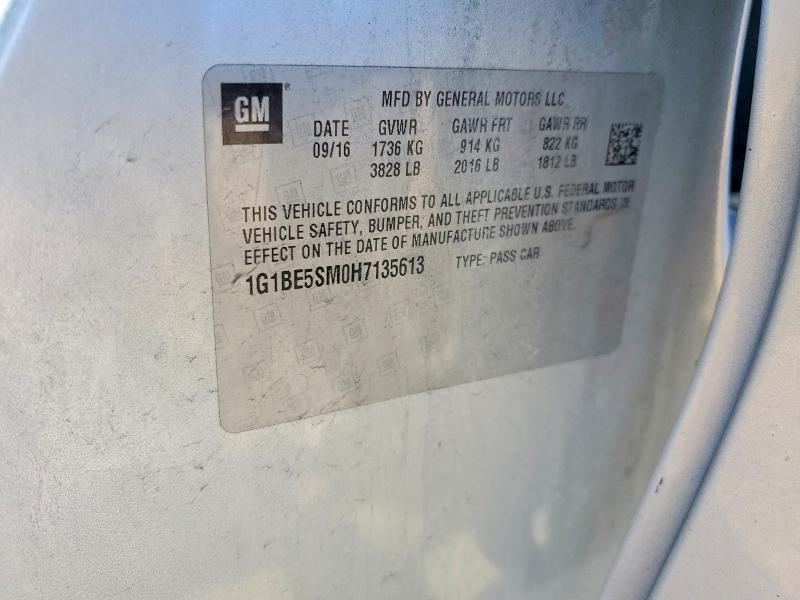 2017 Chevrolet Cruze მანქანა იყიდება აუქციონზე, vin: 1G1BE5SM0H7135613, აუქციონის ნომერი: 48709436