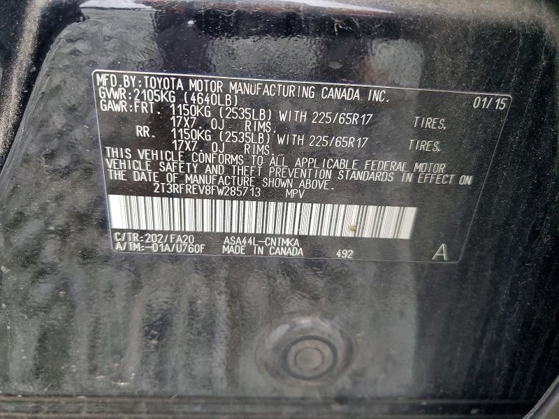 Продажа на аукционе авто 2015 Toyota Rav4, vin: 2T3RFREV8FW285713, номер лота: 51404566