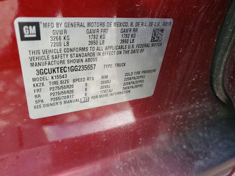 2016 Chevrolet Silverado მანქანა იყიდება აუქციონზე, vin: 3GCUKTEC1GG235657, აუქციონის ნომერი: 51687396