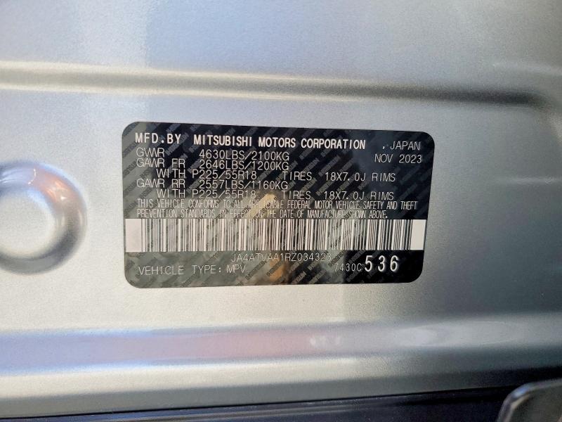 2024 Mitsubishi Eclipse Cross მანქანა იყიდება აუქციონზე, vin: JA4ATVAA1RZ034323, აუქციონის ნომერი: 49493286