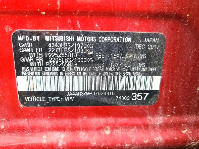 Aukcja sprzedaży 2018 Mitsubishi Outlander Sport, vin: JA4AR3AW8JZ034810, numer aukcji: 51586526