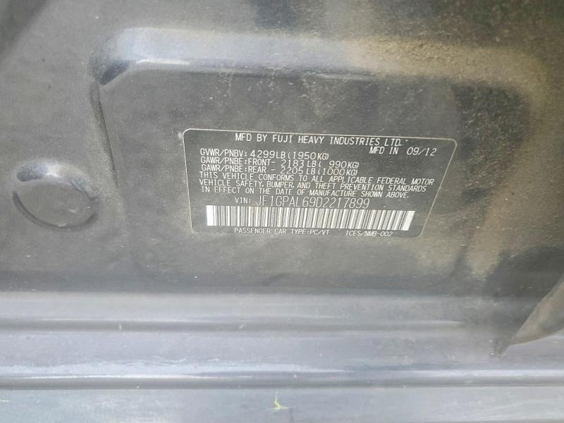 2013 Subaru Impreza მანქანა იყიდება აუქციონზე, vin: JF1GPAL69D2217899, აუქციონის ნომერი: 49782536