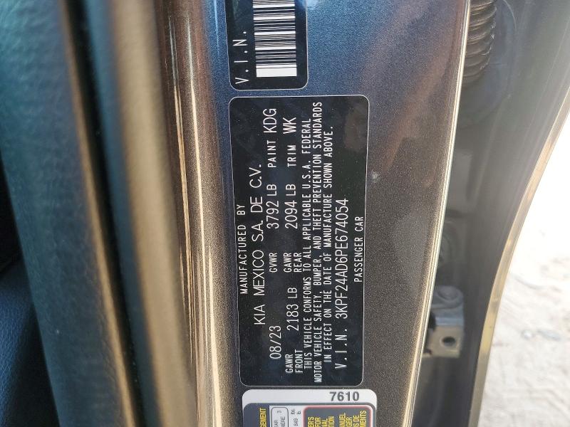 2023 Kia Forte მანქანა იყიდება აუქციონზე, vin: 3KPF24AD6PE674054, აუქციონის ნომერი: 48619856