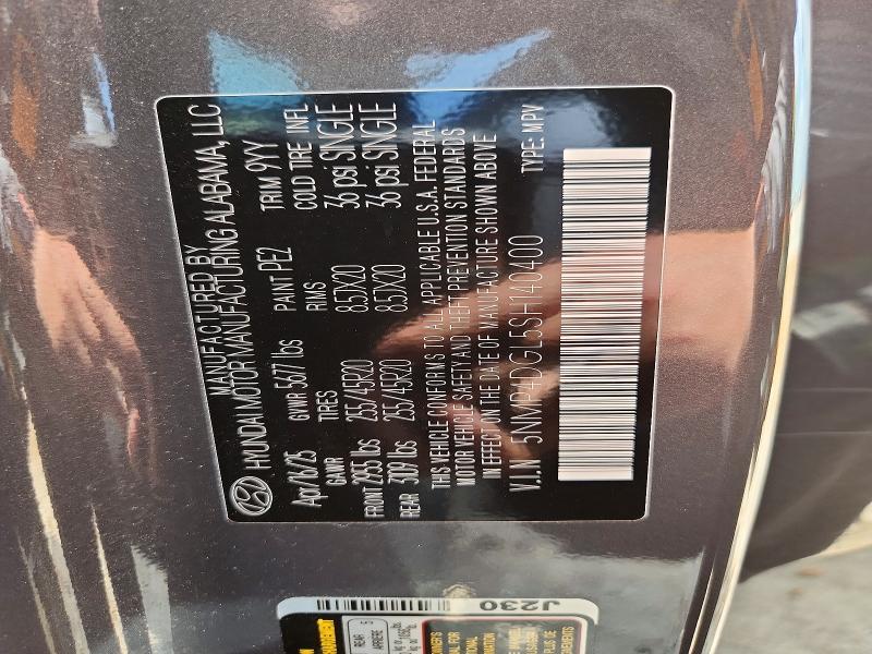 Продаж на аукціоні авто 2025 Hyundai Santa Fe, vin: 5NMP4DGL5SH140400, номер лоту: 48520586