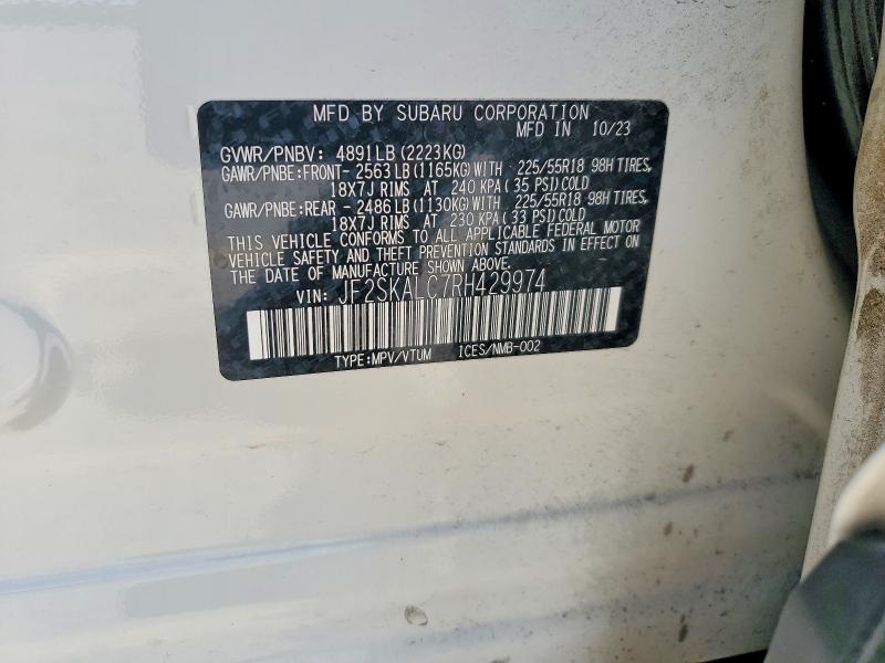Продажа на аукционе авто 2024 Subaru Forester, vin: JF2SKALC7RH429974, номер лота: 50578116