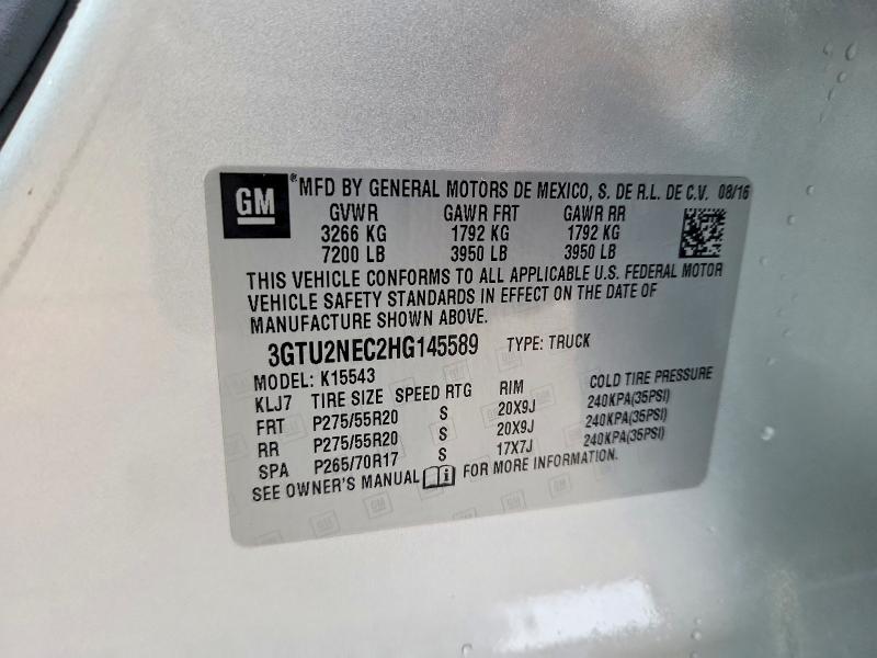 51819326 :رقم المزاد ، 3GTU2NEC2HG145589 vin ، 2017 Gmc Sierra مزاد بيع