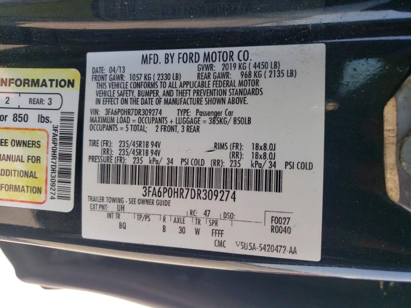 Продажа на аукционе авто 2013 Ford Fusion, vin: 3FA6P0HR7DR309274, номер лота: 51101626