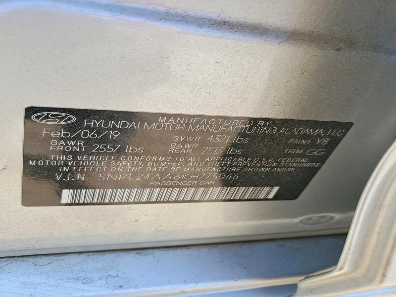 Aukcja sprzedaży 2019 Hyundai Sonata, vin: 5NPE24AA6KH775066, numer aukcji: 49606836