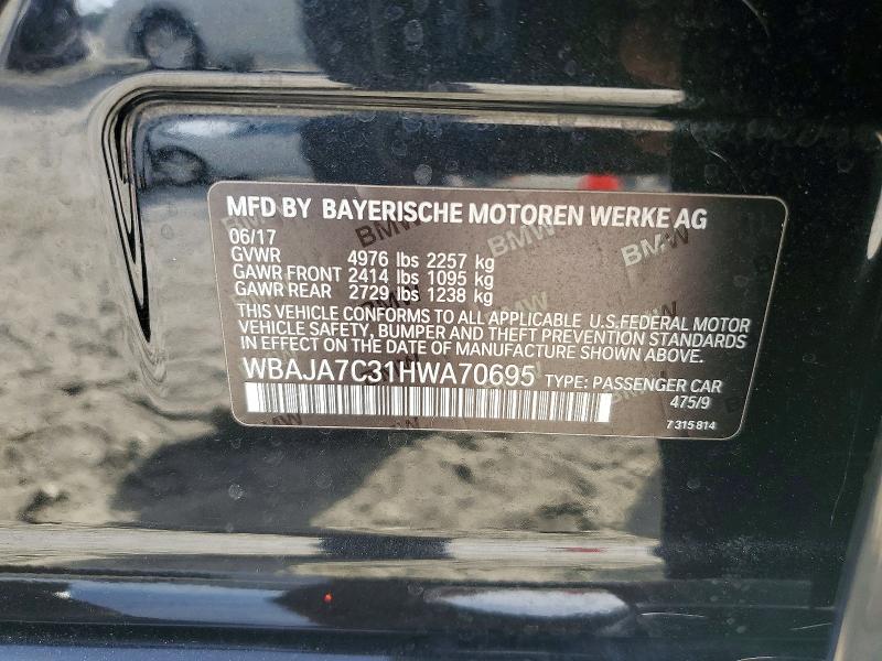 Aukcja sprzedaży 2017 Bmw 530, vin: WBAJA7C31HWA70695, numer aukcji: 49545806