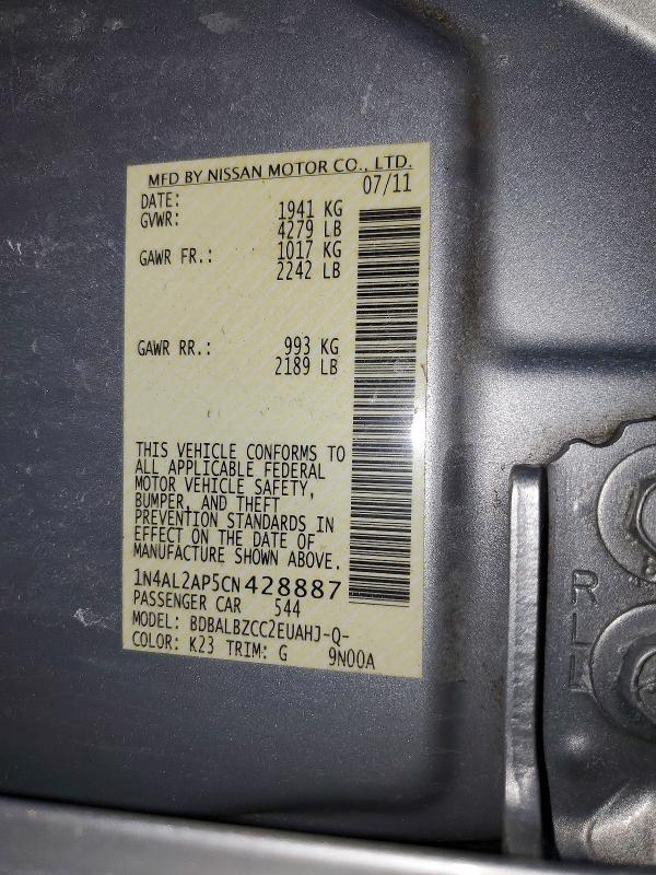 48007686 :رقم المزاد ، 1N4AL2AP5CN428887 vin ، 2012 Nissan Altima مزاد بيع