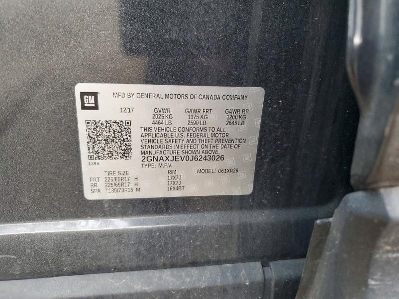 51268446 :رقم المزاد ، 2GNAXJEV0J6243026 vin ، 2018 Chevrolet Equinox مزاد بيع