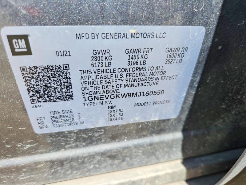 Продажа на аукционе авто 2021 Chevrolet Traverse, vin: 1GNEVGKW9MJ160550, номер лота: 50180316