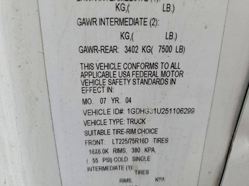2005 Gmc Savana მანქანა იყიდება აუქციონზე, vin: 1GDHG31U251106299, აუქციონის ნომერი: 50512526