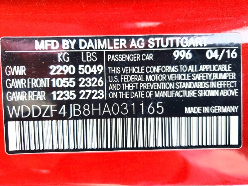 Продажа на аукционе авто 2017 Mercedes-benz E, vin: WDDZF4JB8HA031165, номер лота: 51519076