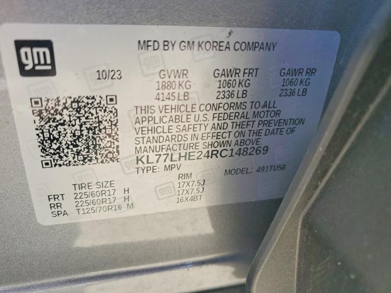 49237226 :رقم المزاد ، KL77LHE24RC148269 vin ، 2024 Chevrolet Trax مزاد بيع