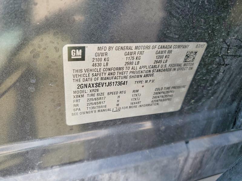 2018 Chevrolet Equinox მანქანა იყიდება აუქციონზე, vin: 2GNAXSEV1J6173641, აუქციონის ნომერი: 48076046