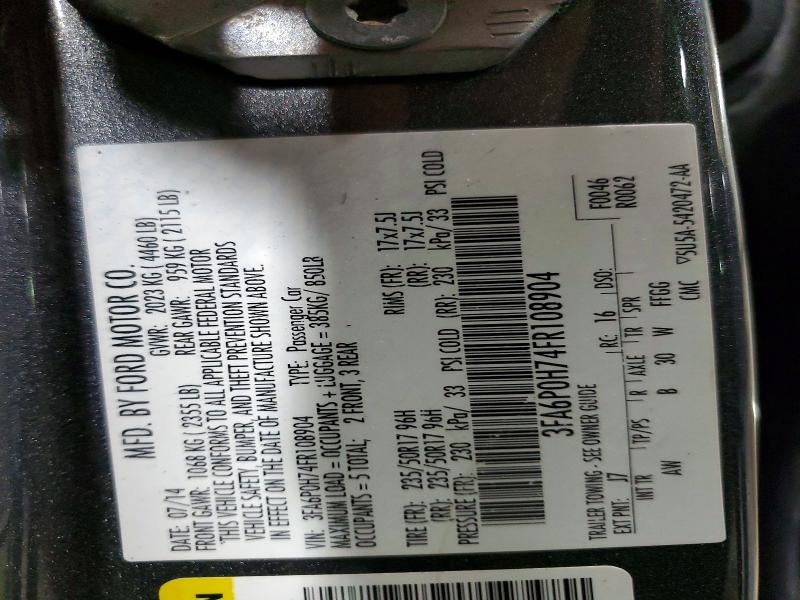 50080616 :رقم المزاد ، 3FA6P0H74FR108904 vin ، 2015 Ford Fusion مزاد بيع