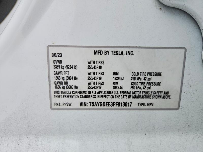 Продажа на аукционе авто 2023 Tesla Model Y, vin: 7SAYGDEE3PF813017, номер лота: 51847896