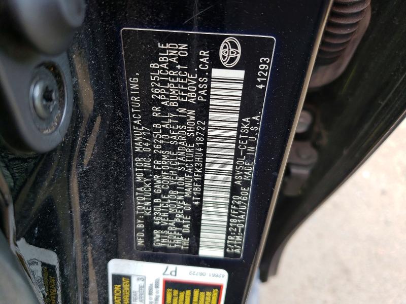 2017 Toyota Camry მანქანა იყიდება აუქციონზე, vin: 4T1BF1FK3HU418722, აუქციონის ნომერი: 46778266