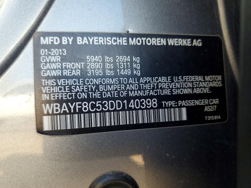 2013 Bmw 750 მანქანა იყიდება აუქციონზე, vin: WBAYF8C53DD140398, აუქციონის ნომერი: 50660726