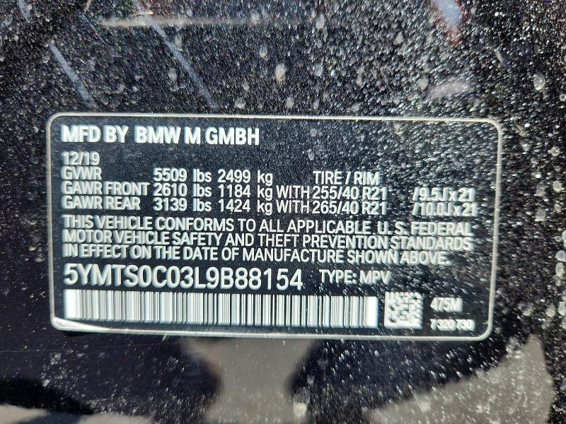 49466136 :رقم المزاد ، 5YMTS0C03L9B88154 vin ، 2020 Bmw X3 مزاد بيع
