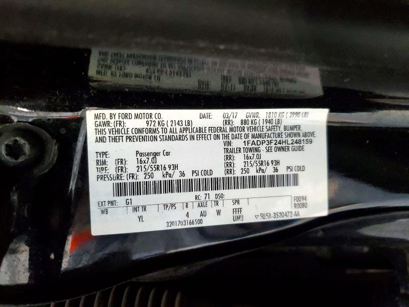 Aukcja sprzedaży 2017 Ford Focus, vin: 1FADP3F24HL248159, numer aukcji: 50261366