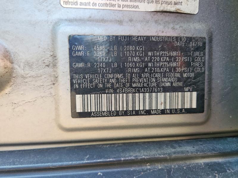 Aukcja sprzedaży 2010 Subaru Outback, vin: 4S4BRBKC1A3377613, numer aukcji: 50819266