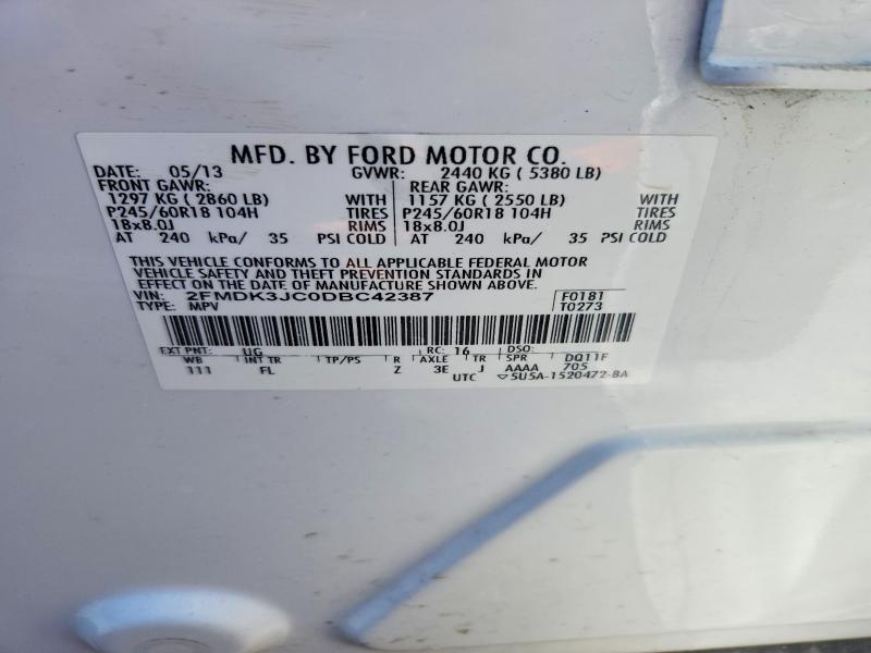 Продажа на аукционе авто 2013 Ford Edge, vin: 2FMDK3JC0DBC42387, номер лота: 48976776