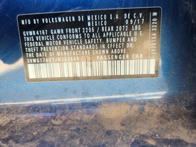 Aukcja sprzedaży 2018 Volkswagen Golf, vin: 3VWG17AU7JM262549, numer aukcji: 49175246