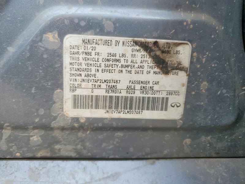 48453666 :رقم المزاد ، JN1EV7AP2LM207467 vin ، 2020 Infiniti Q50 مزاد بيع
