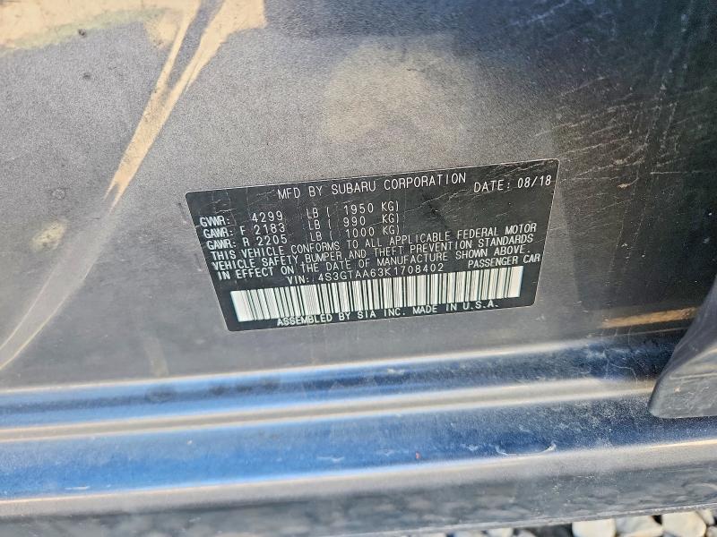 Продаж на аукціоні авто 2019 Subaru Impreza, vin: 4S3GTAA63K1708402, номер лоту: 48643386