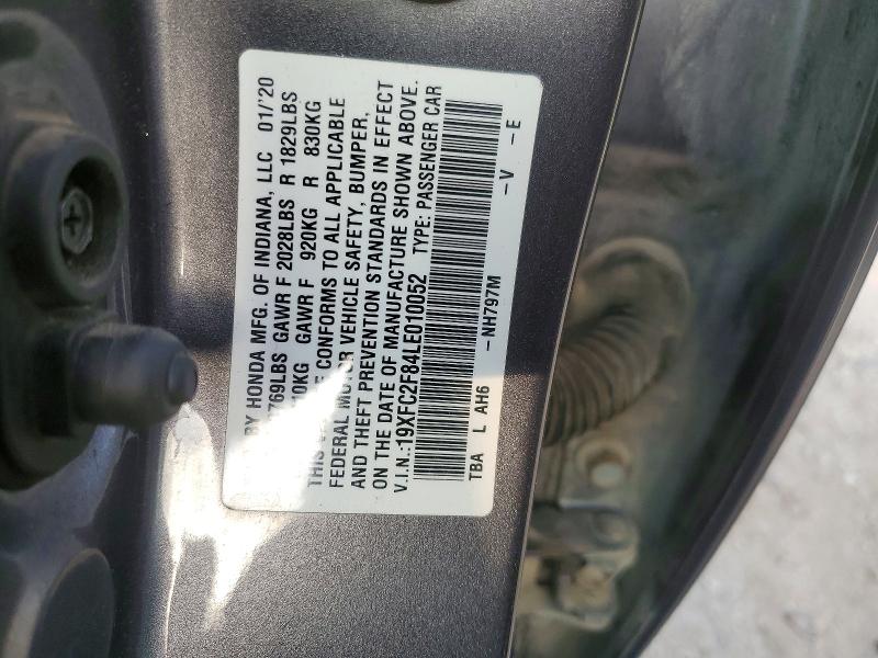 50525216 :رقم المزاد ، 19XFC2F84LE010052 vin ، 2020 Honda Civic مزاد بيع