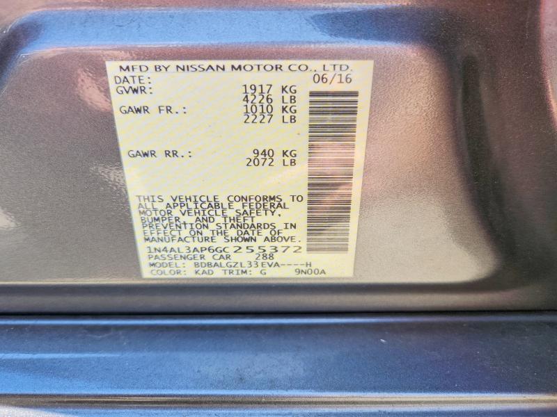 2016 Nissan Altima მანქანა იყიდება აუქციონზე, vin: 1N4AL3AP6GC255372, აუქციონის ნომერი: 48546746