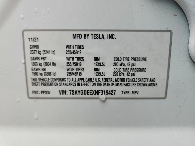 Продаж на аукціоні авто 2022 Tesla Model Y, vin: 7SAYGDEEXNF319427, номер лоту: 46781446