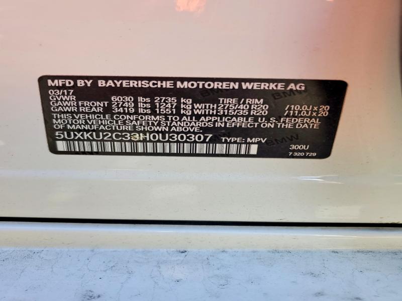 Aukcja sprzedaży 2017 Bmw X6, vin: 5UXKU2C33H0U30307, numer aukcji: 51892776