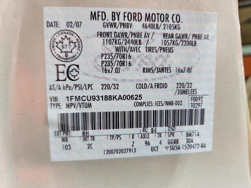 Aukcja sprzedaży 2008 Ford Escape, vin: 1FMCU93188KA00625, numer aukcji: 47912476