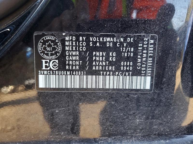 Продажа на аукционе авто 2019 Volkswagen Jetta, vin: 3VWC57BU0KM140831, номер лота: 51011476