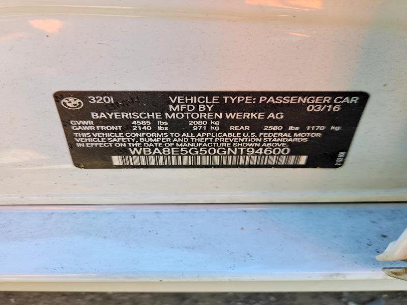 50733766 :رقم المزاد ، WBA8E5G50GNT94600 vin ، 2016 Bmw 320 مزاد بيع