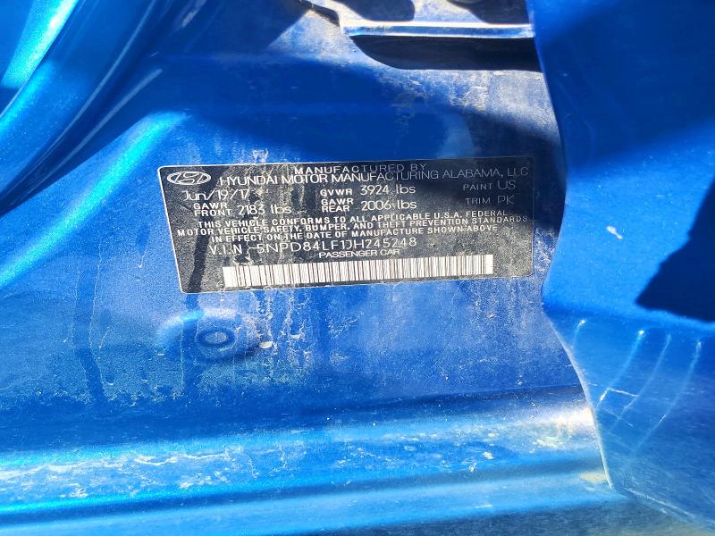 50342546 :رقم المزاد ، 5NPD84LF1JH245248 vin ، 2018 Hyundai Elantra مزاد بيع