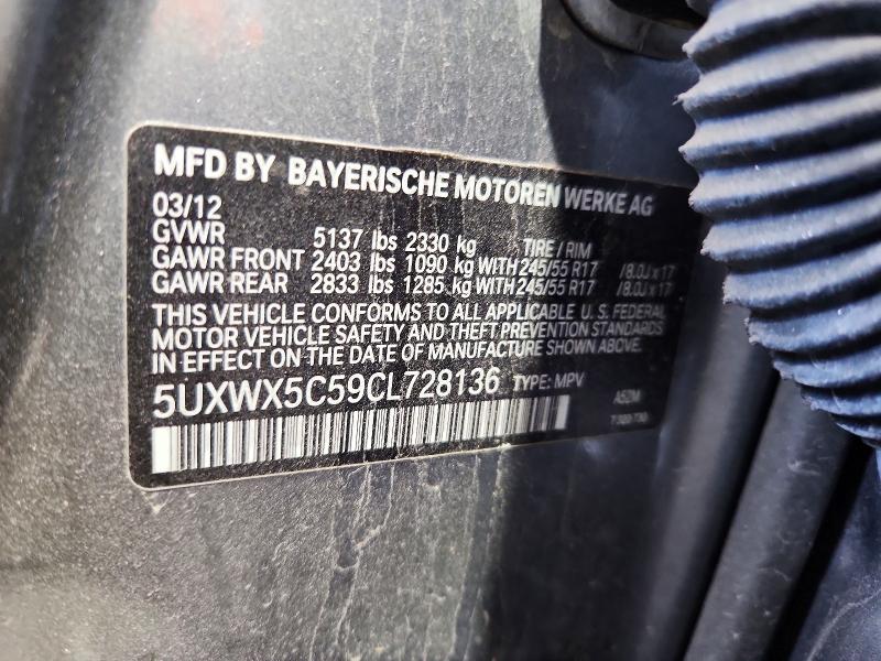 49713196 :رقم المزاد ، 5UXWX5C59CL728136 vin ، 2012 Bmw X3 مزاد بيع