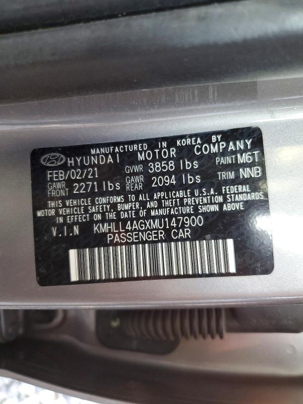 Продаж на аукціоні авто 2021 Hyundai Elantra, vin: KMHLL4AGXMU147900, номер лоту: 51462906